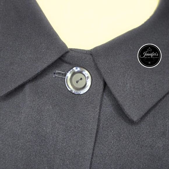 Jones NY Navy Blue Two Button 3/4 Raglan Cuffed Sleeve Long Jacket Size 14 - Picture 4 of 12